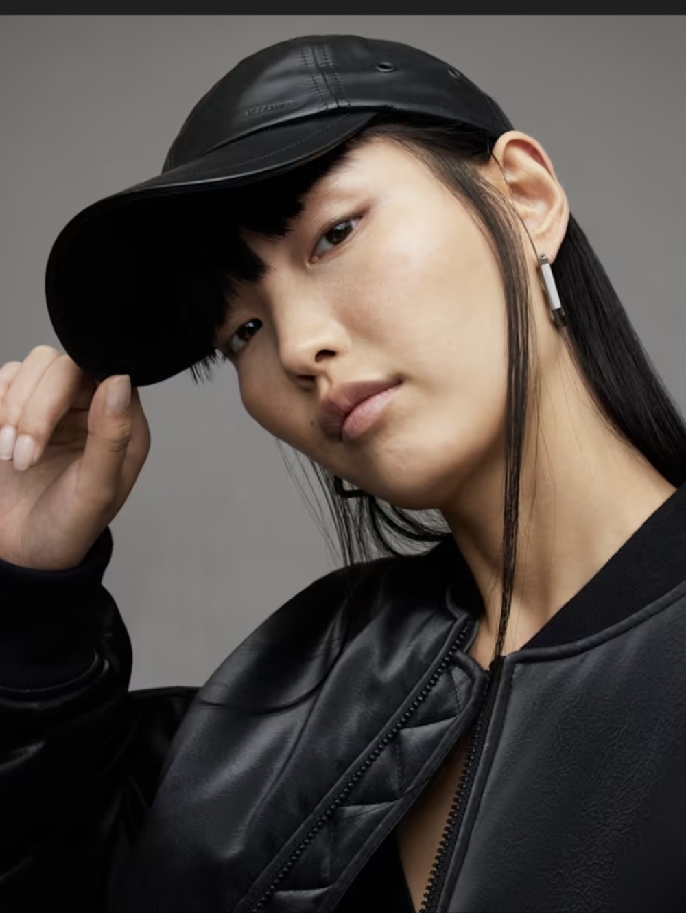 Black Sleek Faux Leather Baseball Style Hat Or Cap